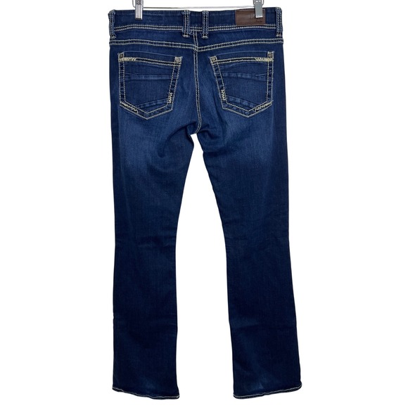 BKE Stella Bootcut Jeans Womens 30L Dark Wash Thick Stitch Low Rise Denim - Picture 2 of 16